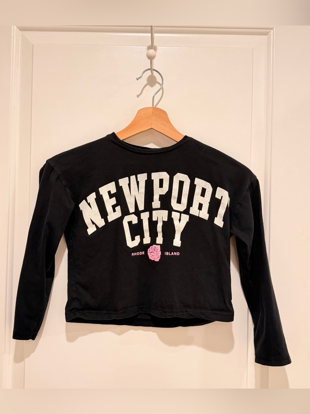 ✨ Zara Girls Black Newport City Graphic Long Sleeve Top Size 7 EUC